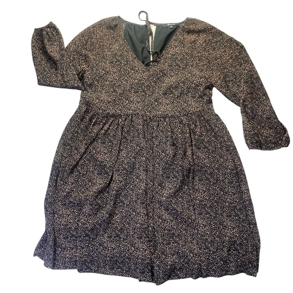 Madewell XXS Black Tan Abstract Print Mini Dress babydoll - Picture 1 of 7